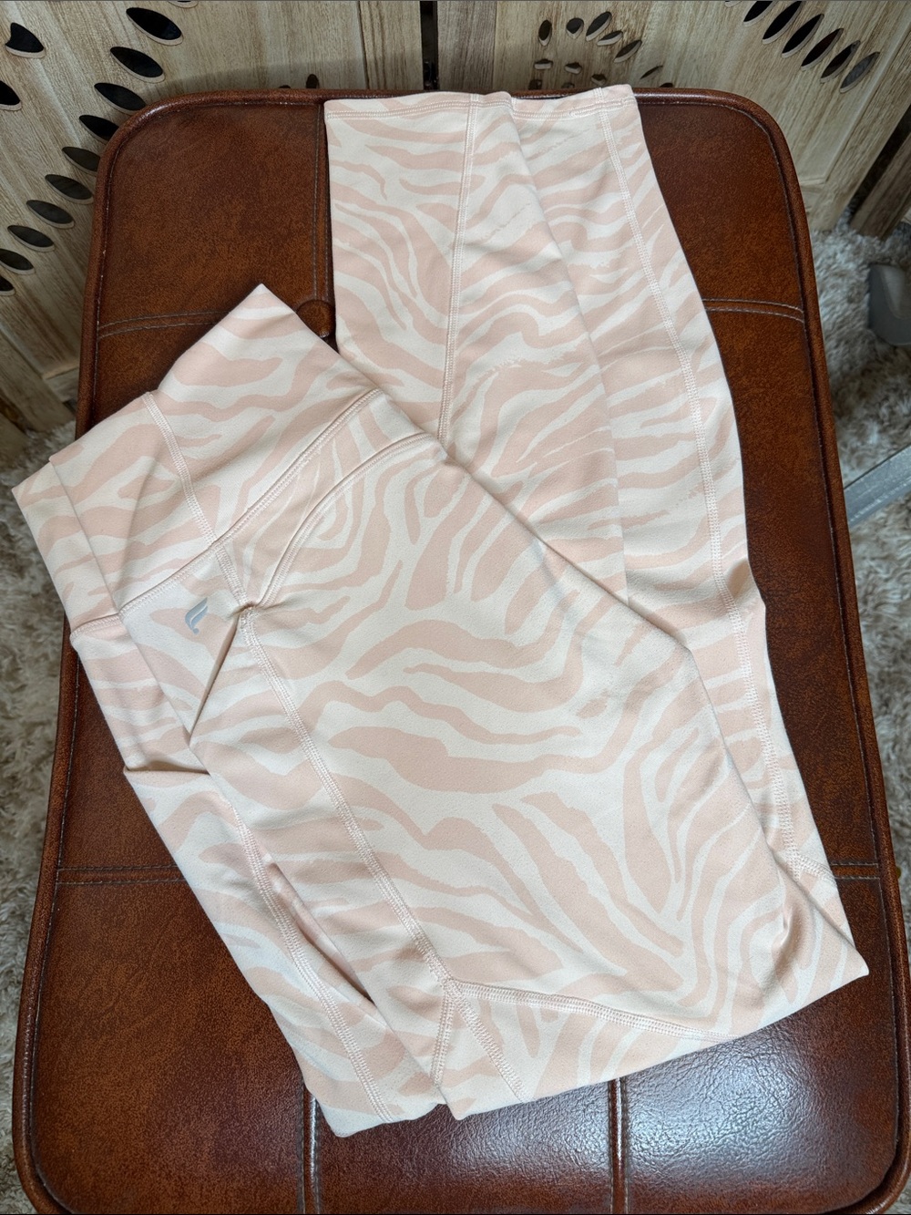 Fabletics Pink and White Zebra-Print Leggings